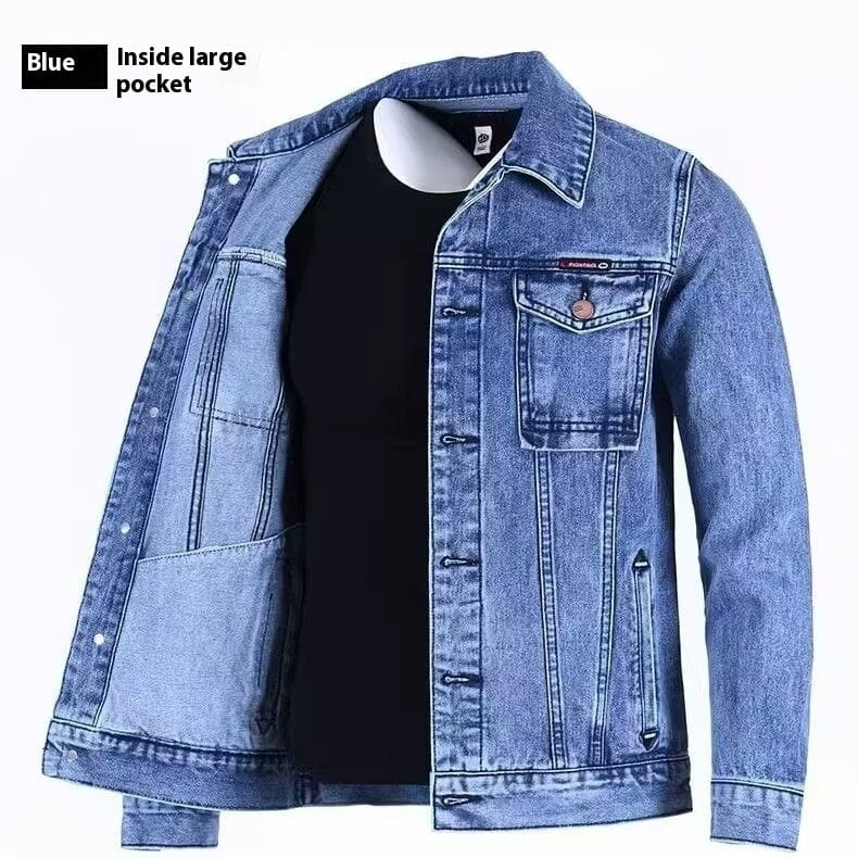 Veste de travail ample pour hommes, veste en jean à revers