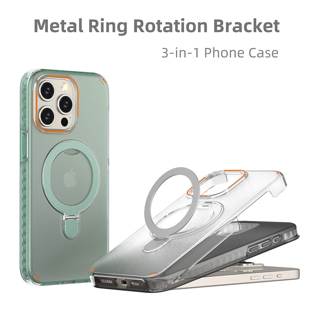 New Colorful Magnetic Bracket Phone Case With Holder Stand Cover For Magesafe Magnetic Transparent Wireless Charge Case For Phone.