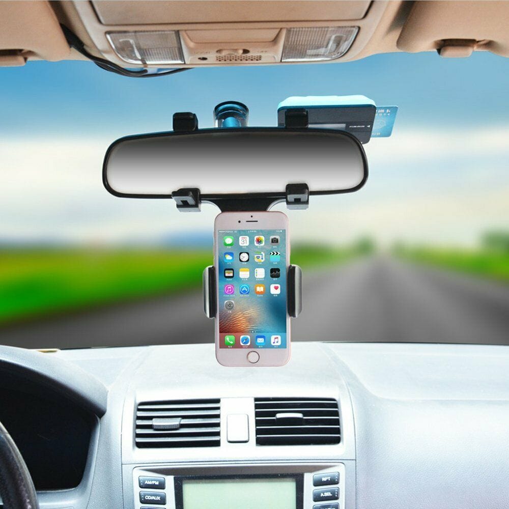 Universal Car Rear View Mirror Mount Stand GPS Cell Phone Holder 360 Rotation.