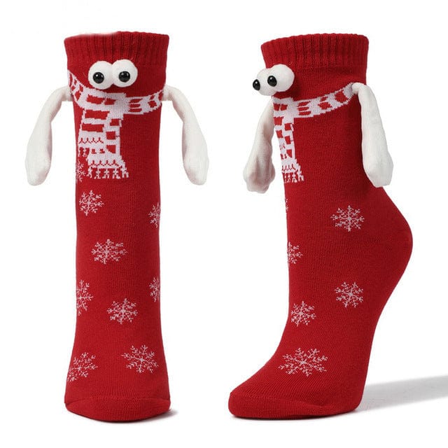 Couple poignée magnétique chaussettes à main mignonnes noël