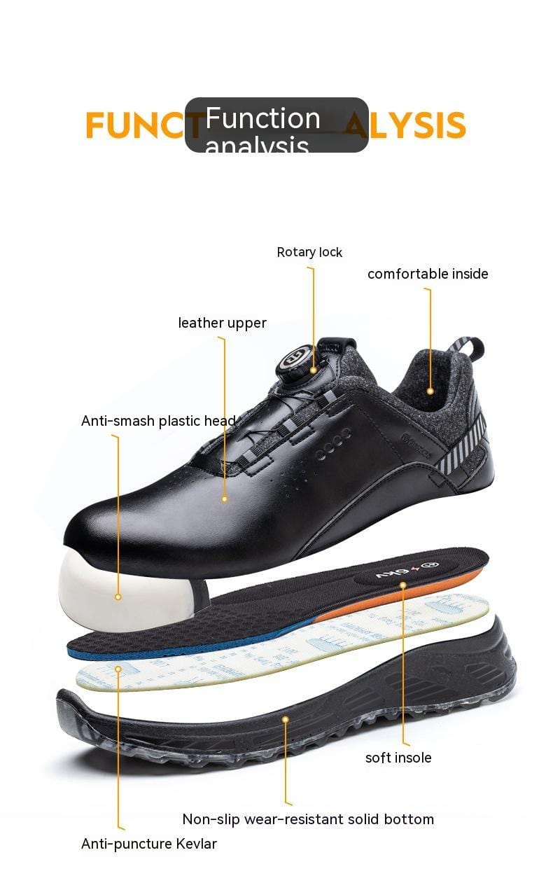 Rotating Button Lace-up Free Safety Shoes