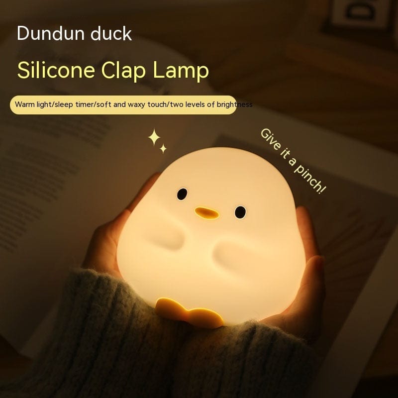 Lindo pato LED lámpara de noche de dibujos animados de silicona USB recargable luz para dormir Sensor táctil sincronización dormitorio lámpara de noche para regalo de niño decoración del hogar