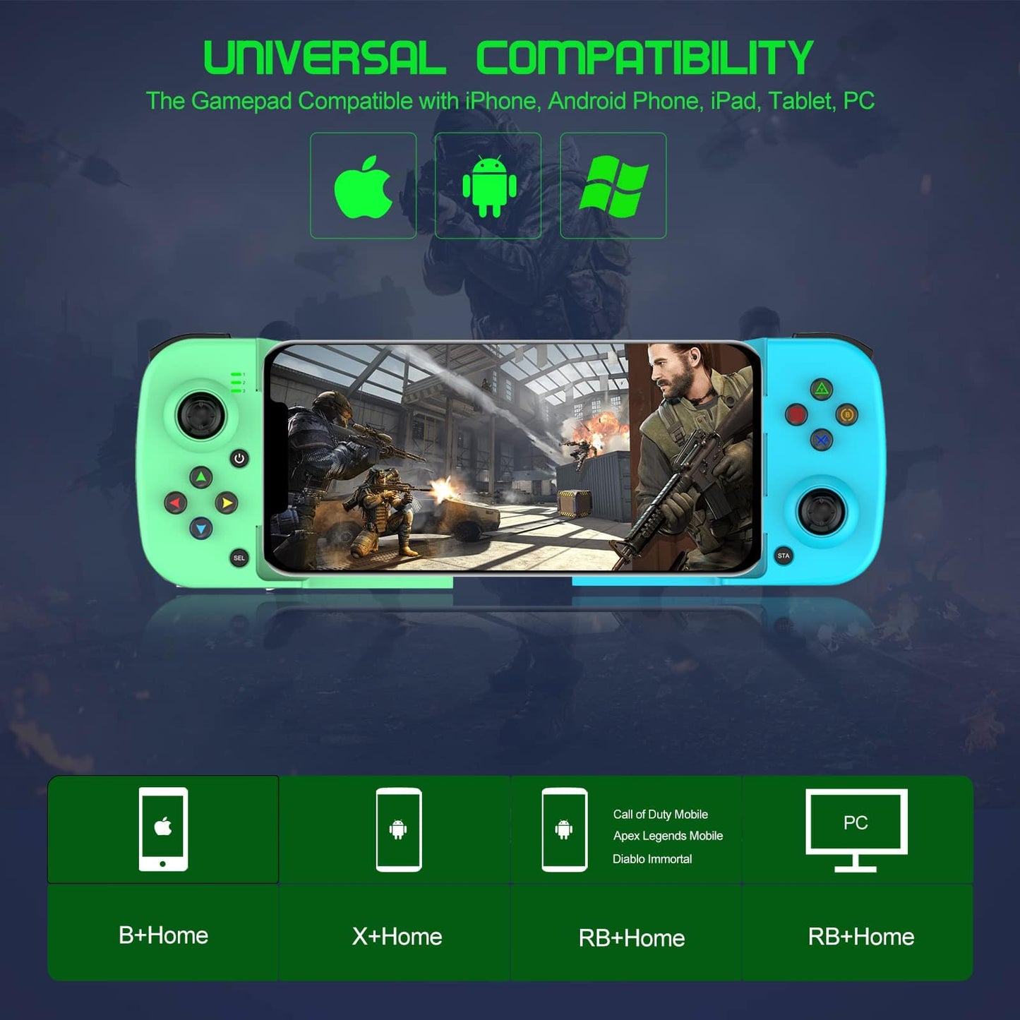 Megadream Mobile Game Controller Gamepad for iPhone iOS Android PC: Works with iPhone 15/14/13/12/11/X, iPad, Samsung Galaxy, TCL, Tablet, Call of Duty, Black Desert Mobile - Directly Play (Grey)