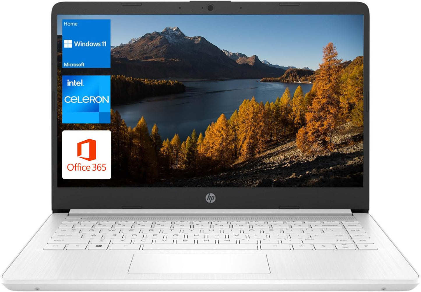 HP Portable Laptop, Student and Business, 14" HD Display, Intel Quad-Core N4120, 16GB DDR4 RAM, 64GB eMMC, 1 Year Office 365, Webcam, RJ-45, HDMI, Wi-Fi, Windows 11 Home, Silver