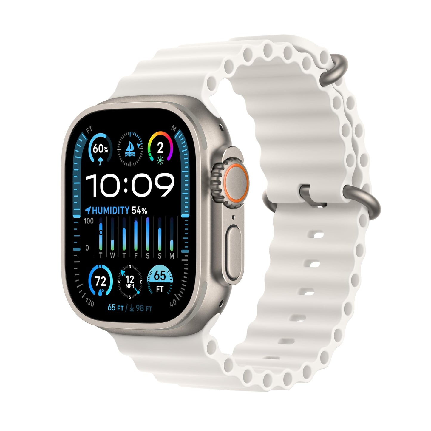 Montre intelligente Apple Watch Ultra 2 [GPS + Cellular 49 mm] avec boîtier en titane robuste et bracelet bleu océan. Tracker d'activité, GPS de précision, bouton d'action, durée de vie de la batterie extra longue, écran Retina lumineux 