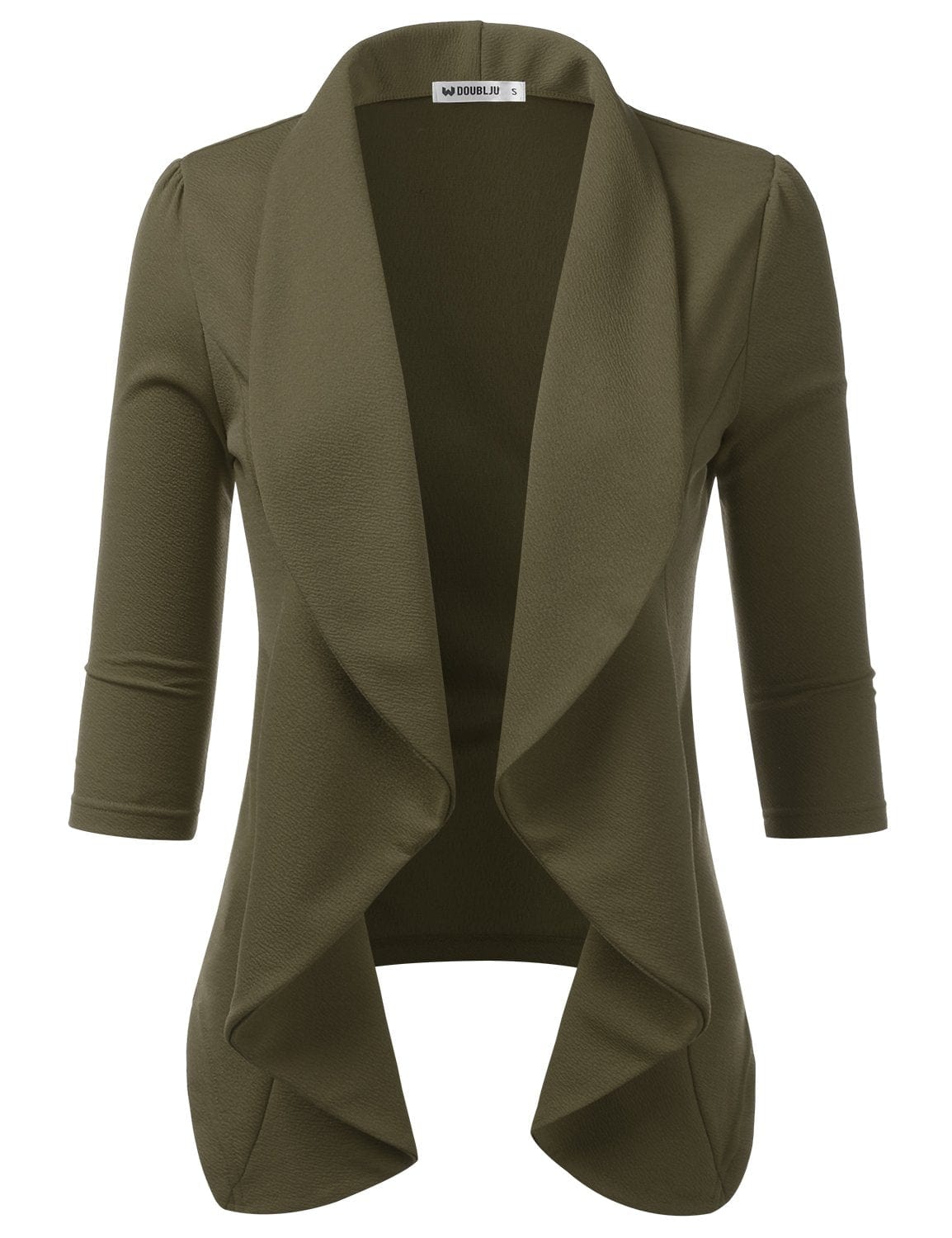 DOUBLJU Blazer léger et fin à manches 3/4 ouvert sur le devant - Veste déconstruite décontractée pour femme - Vêtements de grande taille 