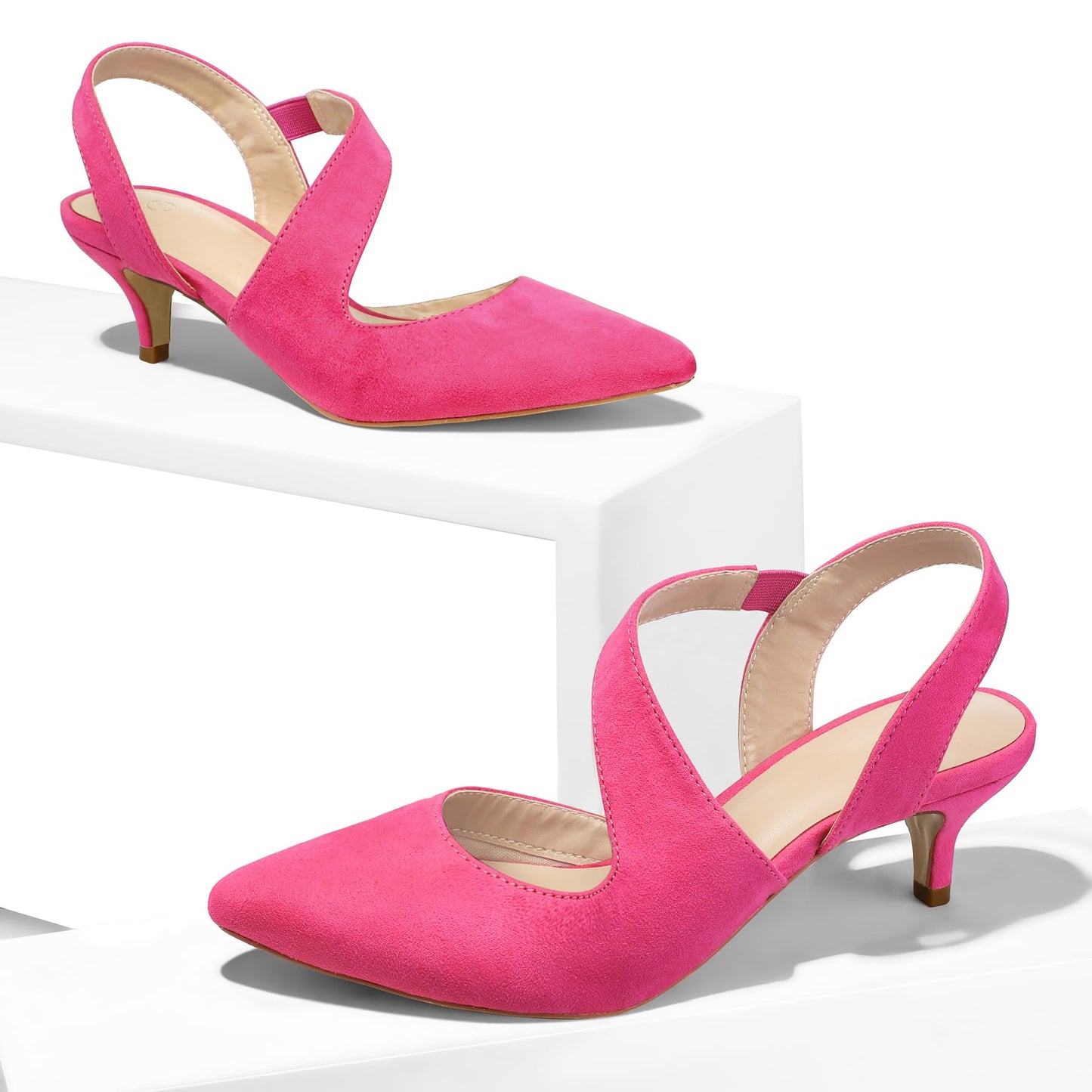 mysoft Zapatos de tacón bajo para mujer, 2.0 in, punta puntiaguda, zapatos de vestir para fiesta de boda 