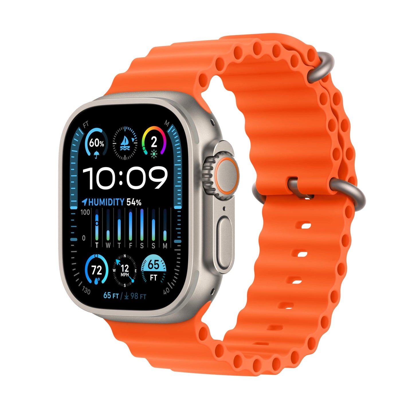 Reloj inteligente Apple Watch Ultra 2 [GPS + Cellular 49 mm] con caja resistente de titanio y correa blanca Ocean. Monitor de actividad física, GPS de precisión, botón de acción, batería de duración extralarga, pantalla Retina brillante 