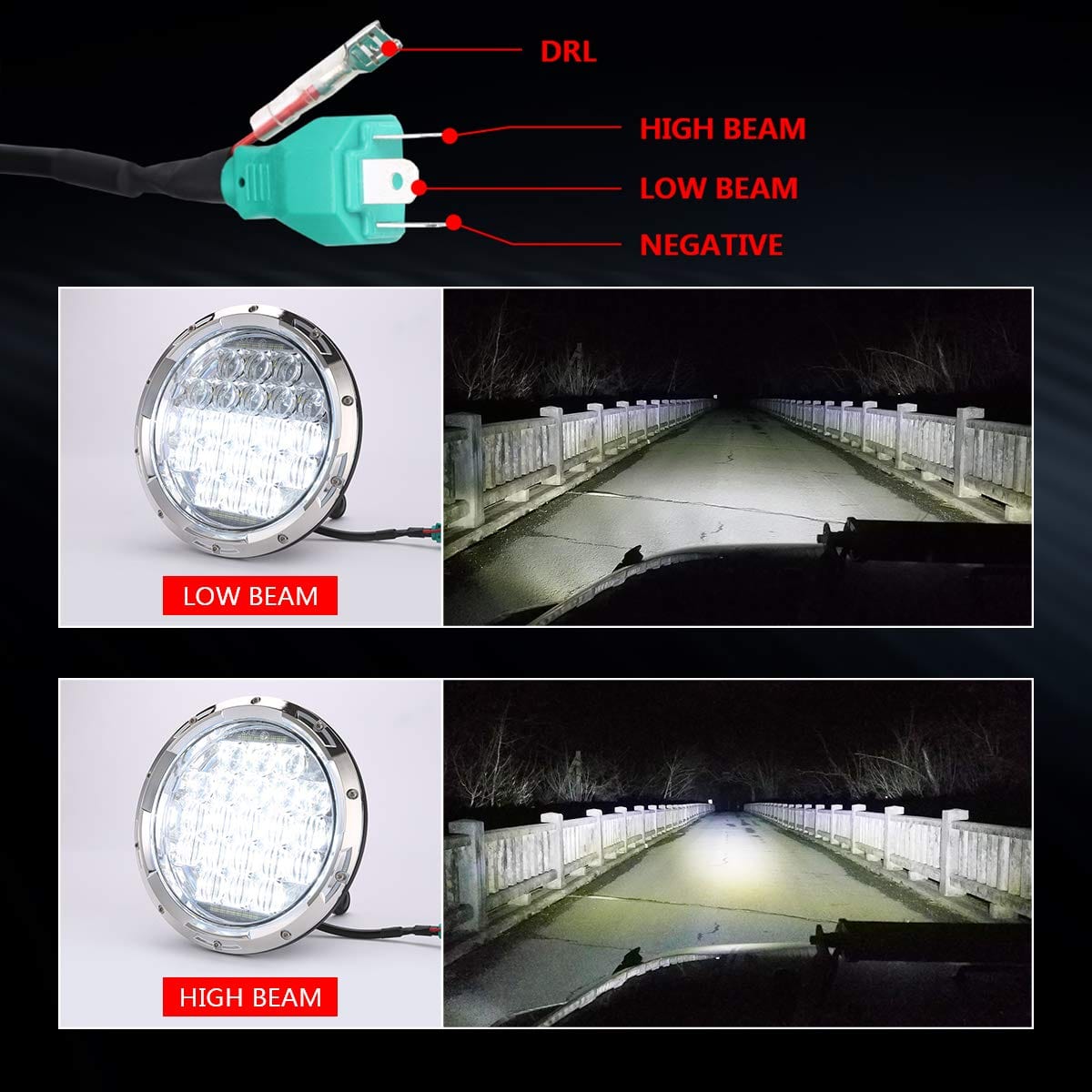 Newest 130W 7" inch LED Headlights DRL Compatible with Jeep Wrangler 97-2018 JK TJ LJ Hummer H1 H2 Headlamp Chrome