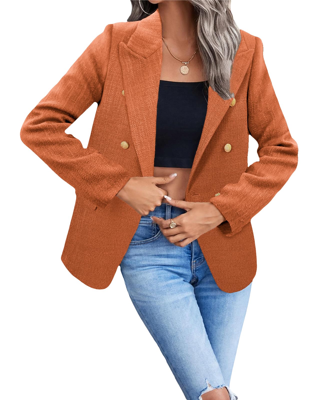 Blazer décontracté pour femme, veste à carreaux en Tweed, ouverte sur le devant, avec poche de costume, printemps 2024 (S-XXL) 