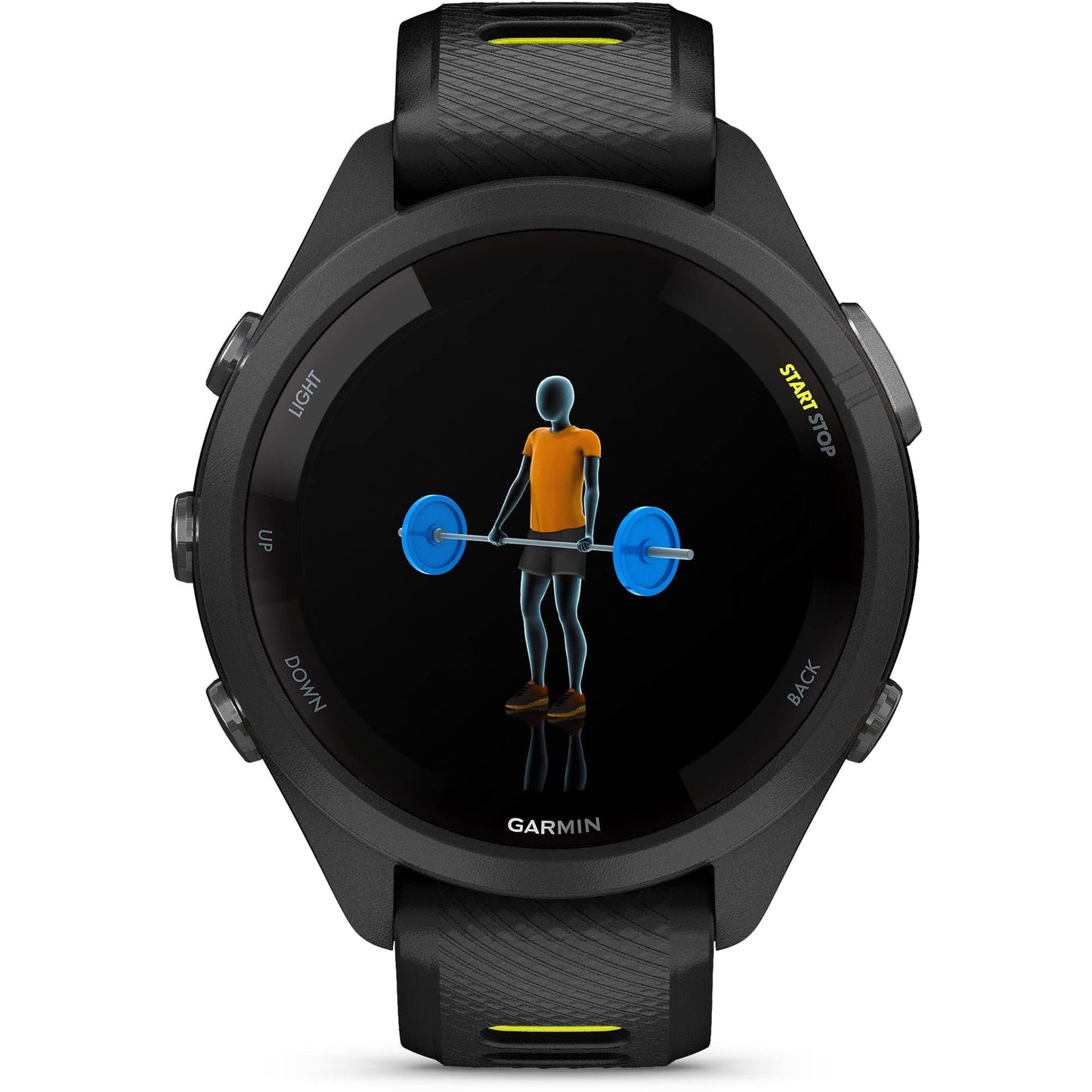 Montre intelligente de course Garmin Forerunner 265, écran AMOLED coloré, mesures d'entraînement et informations de récupération, pierre blanche et bleu marée 