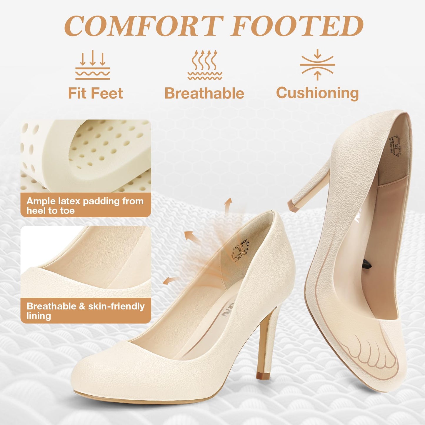 Women's Round Toe Comfortable Stiletto Heels Closed Toe Dress Pumps Shoes for Wedding Work Office Business