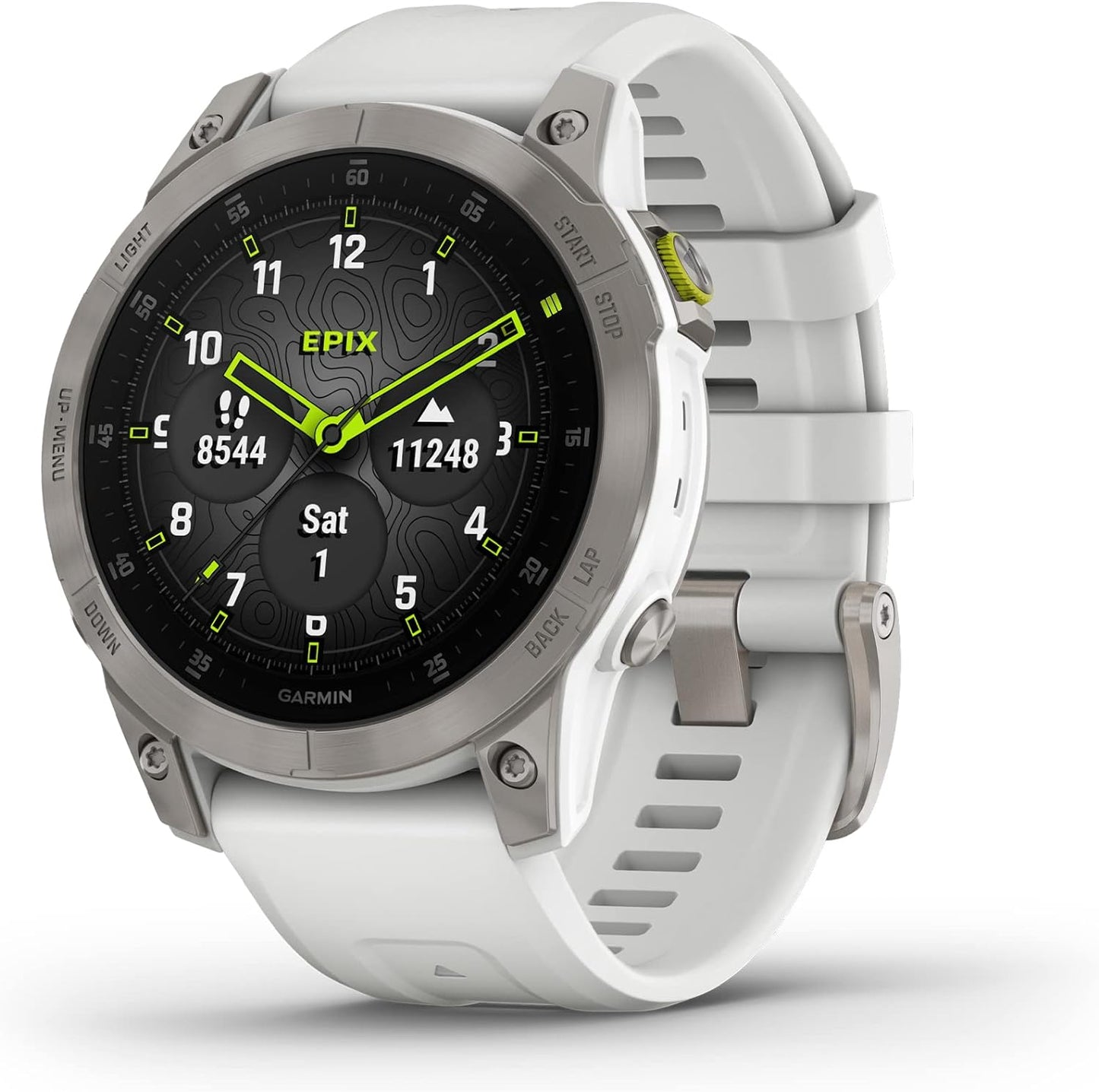 Garmin 010-02582-10 epix Gen 2, Reloj inteligente activo Premium, Funciones de salud y bienestar, Pantalla táctil AMOLED, Reloj de aventuras con funciones avanzadas, Titanio negro 