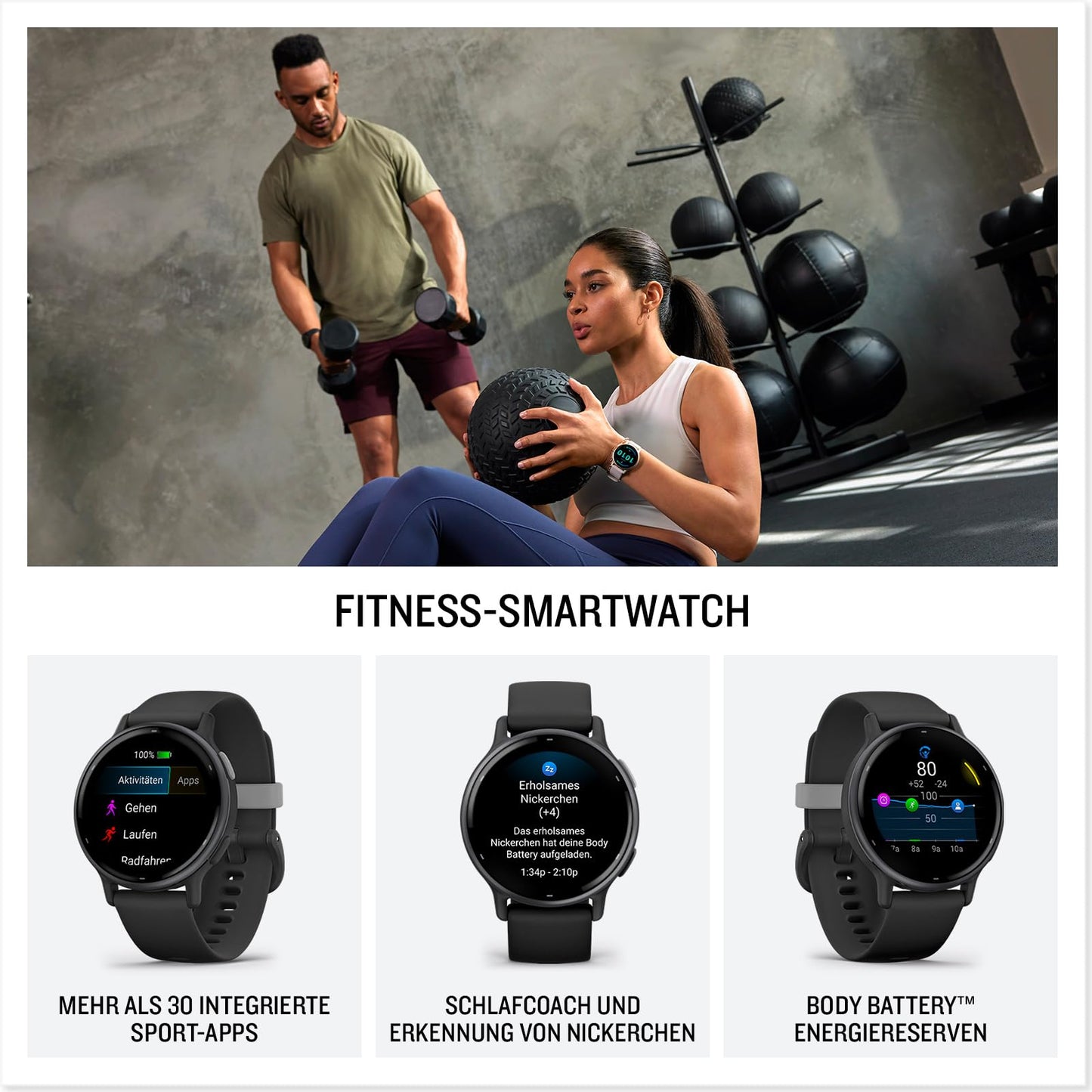 Garmin vívoactive 5, Smartwatch GPS de Salud y Fitness, Pantalla AMOLED, Hasta 11 días de batería, Negro 