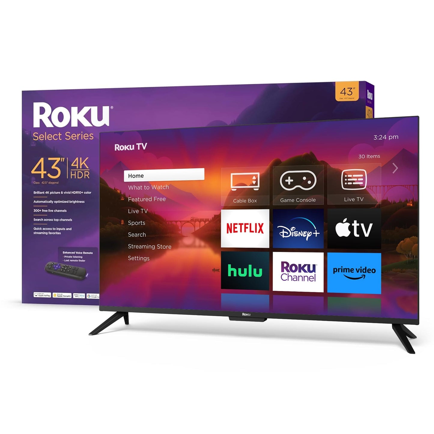 Roku 50" Select Series 4K HDR Smart RokuTV avec télécommande vocale améliorée, image 4K brillante, luminosité automatique et diffusion en continu fluide 