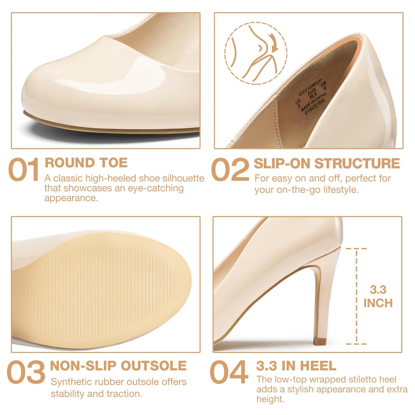 Women's Round Toe Comfortable Stiletto Heels Closed Toe Dress Pumps Shoes for Wedding Work Office Business