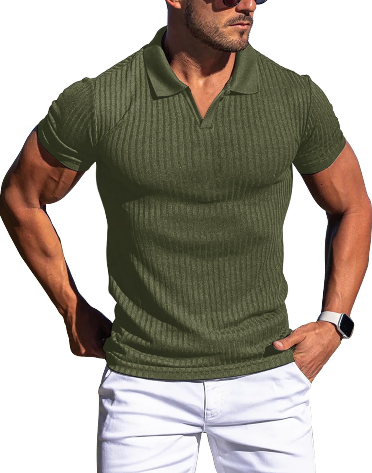 Muscle Polo Shirts for Men Slim Fit Short Sleeve Golf Shirts Men Dry Fit Shirts Casual Stylish Clothes