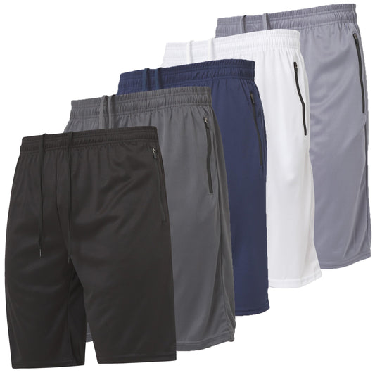 Ultra Performance Mens 5 Pack Athletic Running Shorts, Basketball Gym Workout Shorts for Men with Zippered Pockets