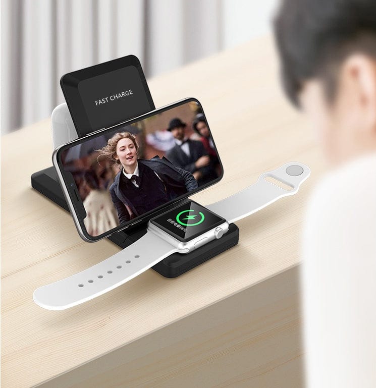 Folding three-in-one multifunctional wireless charger.