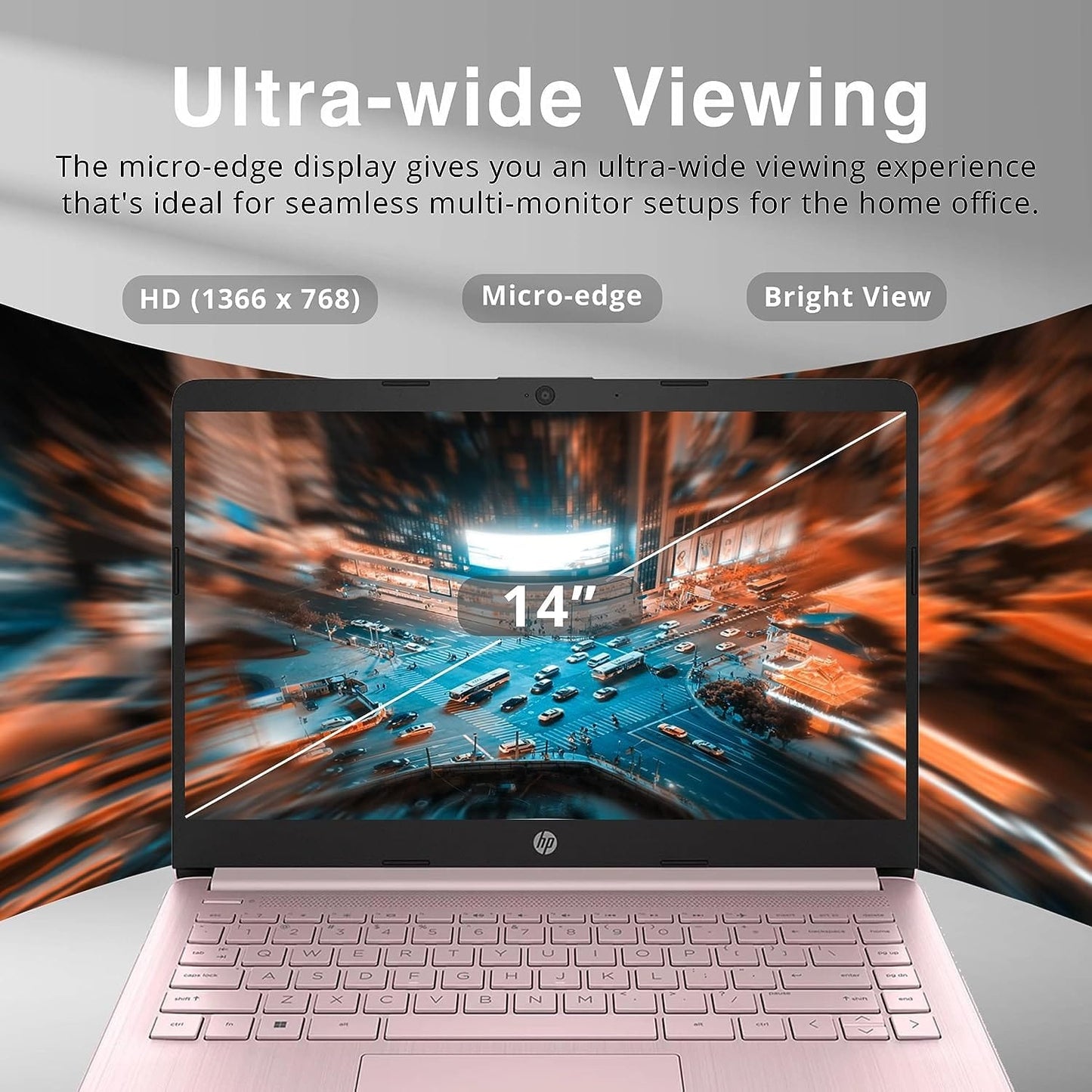 HP Stream 14" HD BrightView Laptop, Intel Celeron N4120, 16GB RAM, 256GB Storage (128GB Emmc+ 128GB USB Card), Intel UHD Graphics, 720p Webcam, Wi-Fi, 1 Year Office 365, Win 11 S, Gold