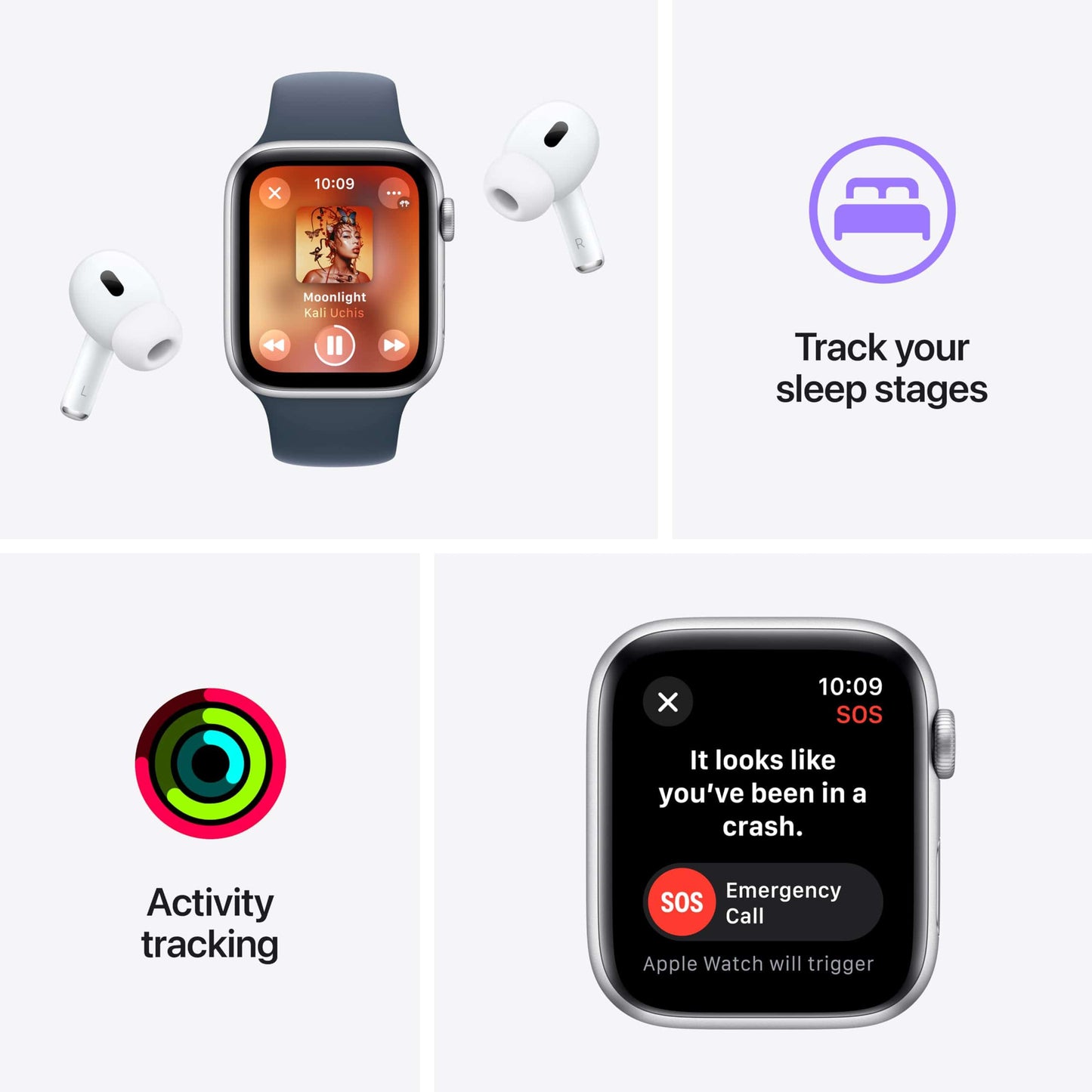 Apple Watch SE (2e génération) [GPS 40 mm] Montre intelligente avec boîtier en aluminium minuit et bracelet sport minuit S/M. Suivi de la condition physique et du sommeil, détection des accidents, moniteur de fréquence cardiaque 