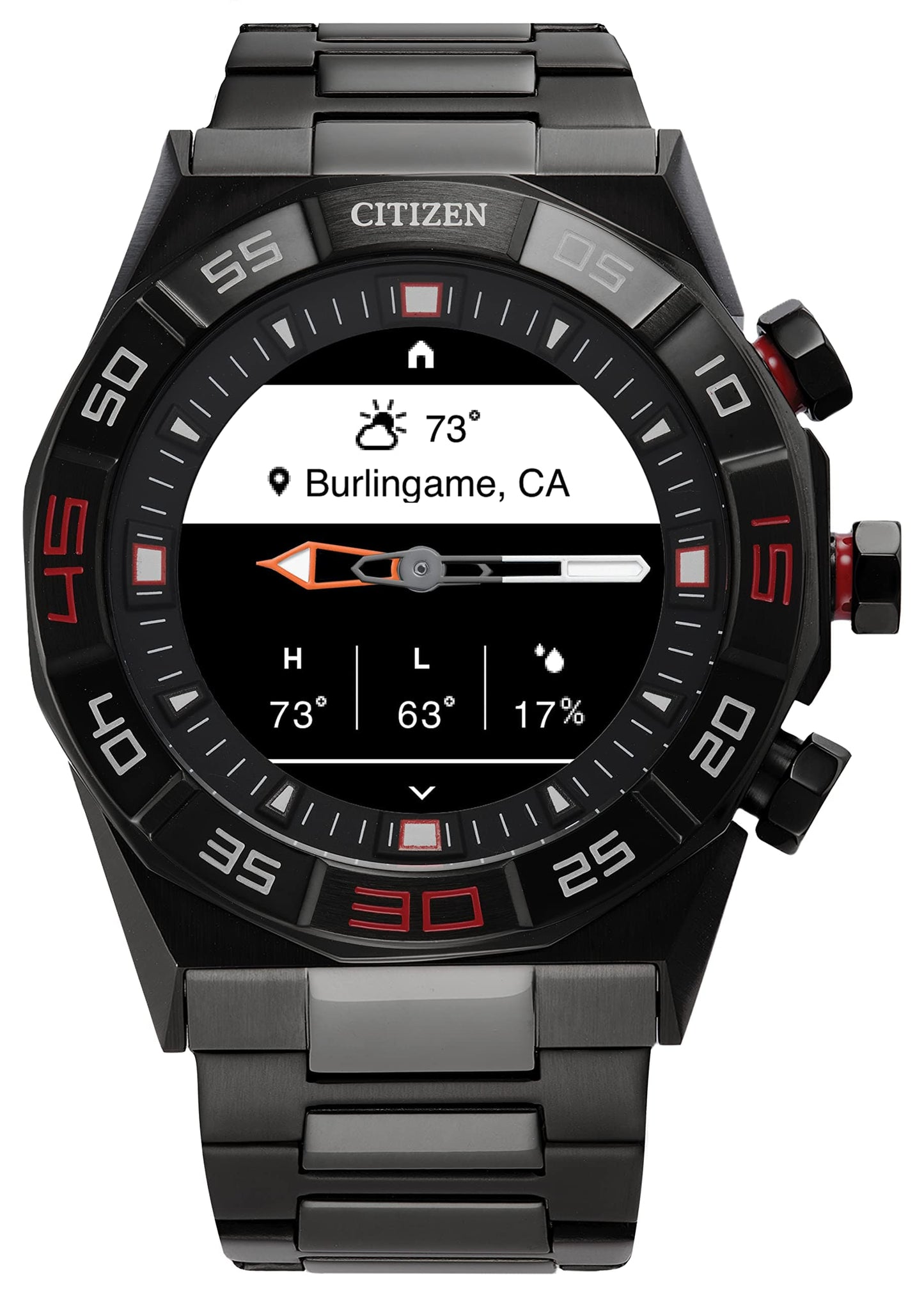 Citizen CZ Smart PQ2 Hybrid Smartwatch with YouQ Wellness app Featuring IBM Watson® AI and NASA Research, Black and White Customizable Display, Bluetooth, HR, Activity Tracker, 18-Day Battery Life