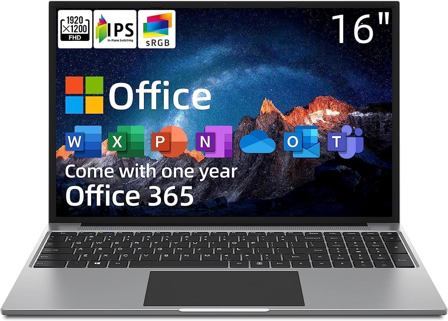 jumper Laptop, 16 pulgadas, computadora portátil con 16GB DDR5 RAM 512GB SSD, CPU Intel N100, pantalla FHD IPS 1920x1200, 4 parlantes estéreo, Mini HDMi, sistema de enfriamiento, teclado numérico, WiFi 2.4G+5G, BT4.0. 