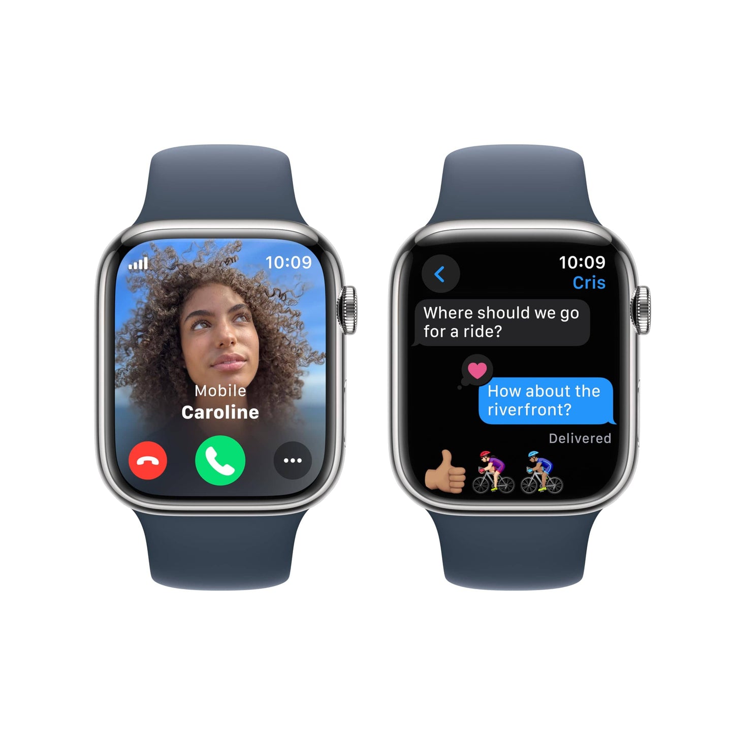 Reloj inteligente Apple Watch Series 9 [GPS + Cellular 45 mm] con caja de aluminio plateada y correa deportiva azul invierno. Monitor de actividad física, aplicaciones de ECG, pantalla Retina siempre activa, carbono neutro 