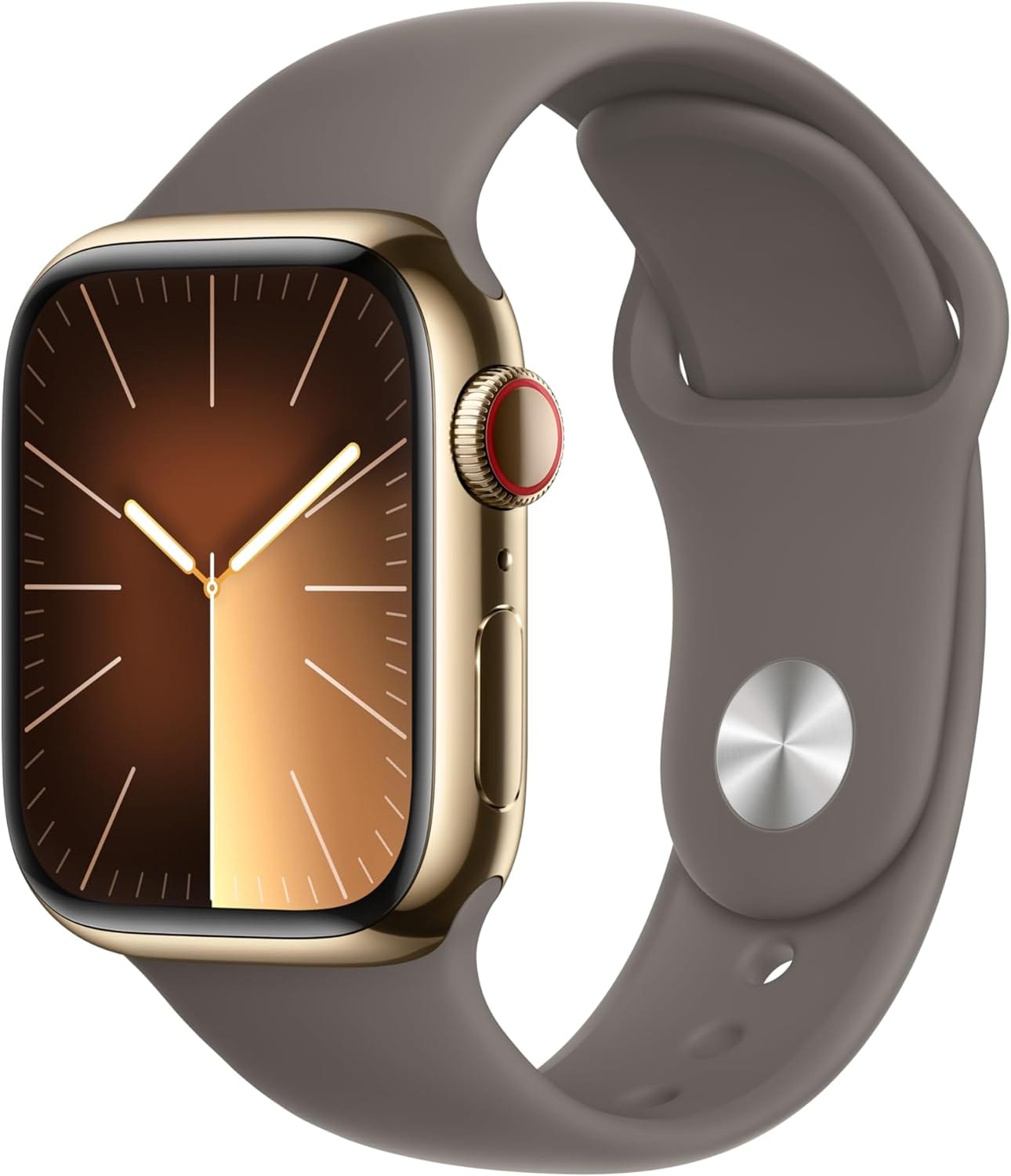 Montre intelligente Apple Watch Series 9 [GPS + Cellular 45 mm] avec boîtier en acier inoxydable doré et boucle milanaise dorée. Tracker d'activité, applications d'oxygène dans le sang et d'ECG, écran Retina toujours actif 