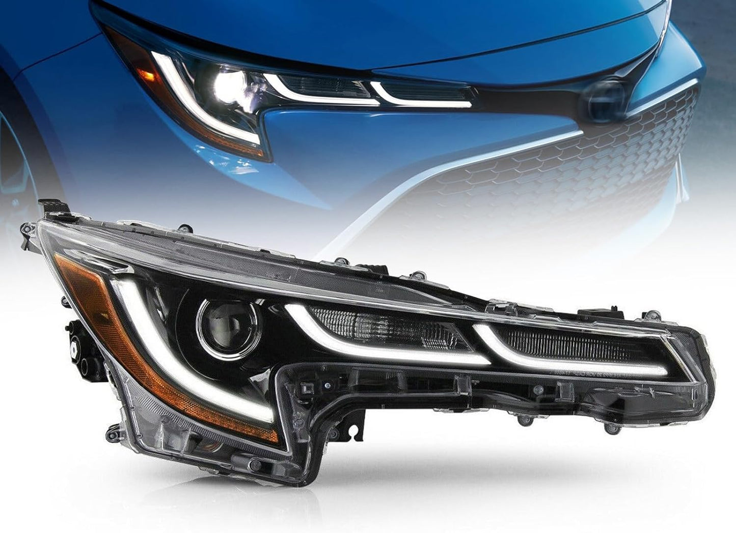 Convient pour Corolla SE 2020-2022 | XLE | XSE Phare LED de rechange avec LED DRL compatible avec Toyota Corolla 2020 2021 2022 côté passager droit, boîtier noir 