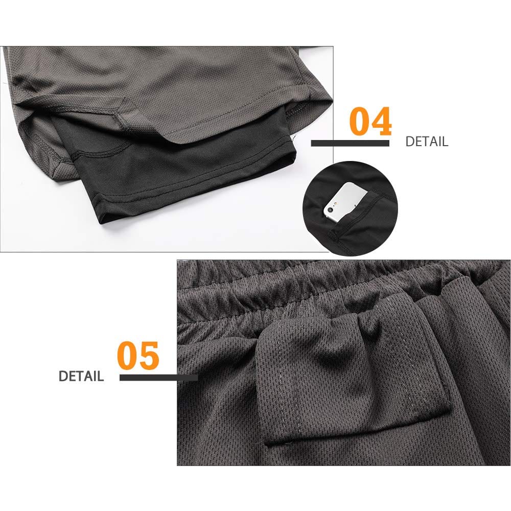 Surenow Mens Running Shorts，Workout Running Shorts for Men，2-in-1 Stealth Shorts，7-Inch Gym Yoga Outdoor Sports Shorts