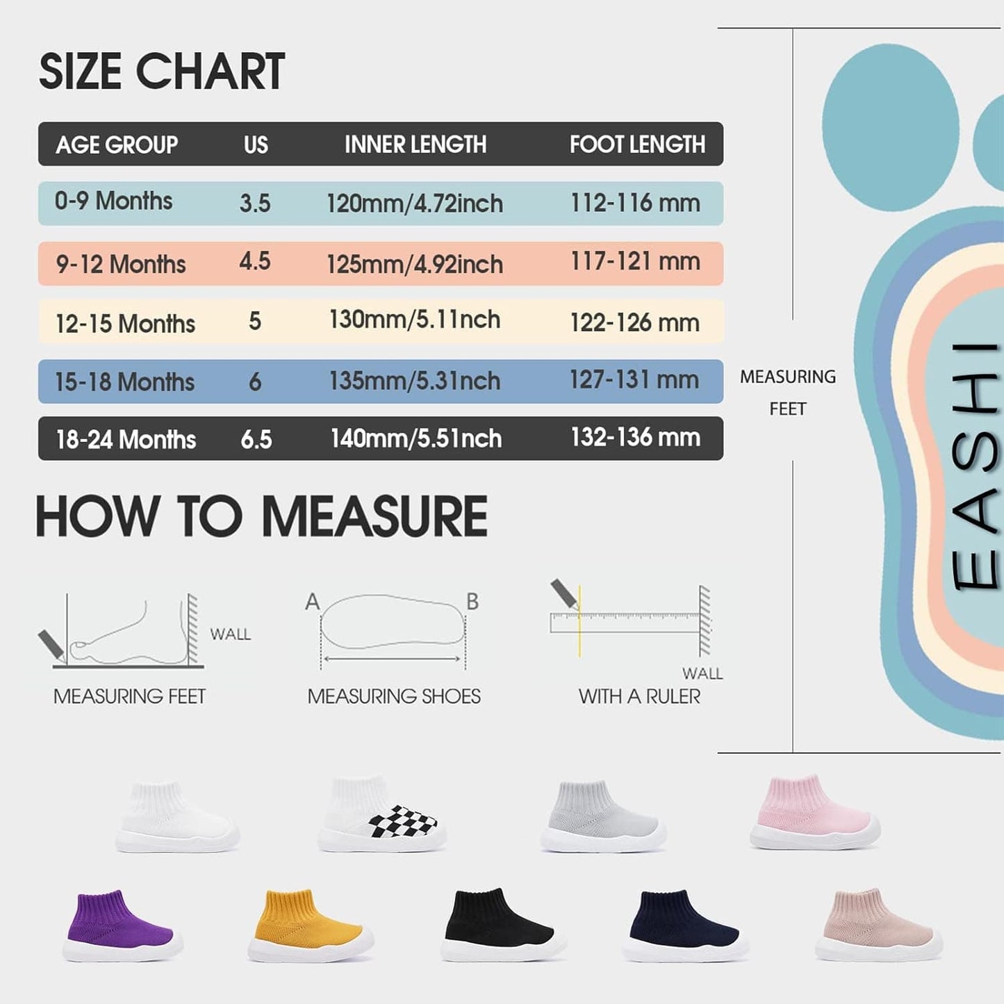 Eashi Baby Boy Girl Non-Skid Indoor Infant Walking Shoes Breathable Warm Elastic Sock Shoes with Memory Sole Protect Toes Outdoor Sneakers Xpress