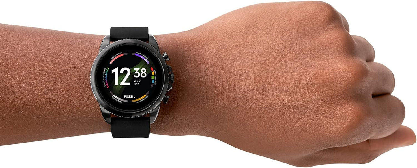 Fossil Gen 6 Reloj inteligente con pantalla táctil de 44 mm para hombres con Alexa incorporado, rastreador de ejercicios, rastreador de actividad, rastreador de sueño, GPS, altavoz, control de música, notificaciones de teléfonos inteligentes