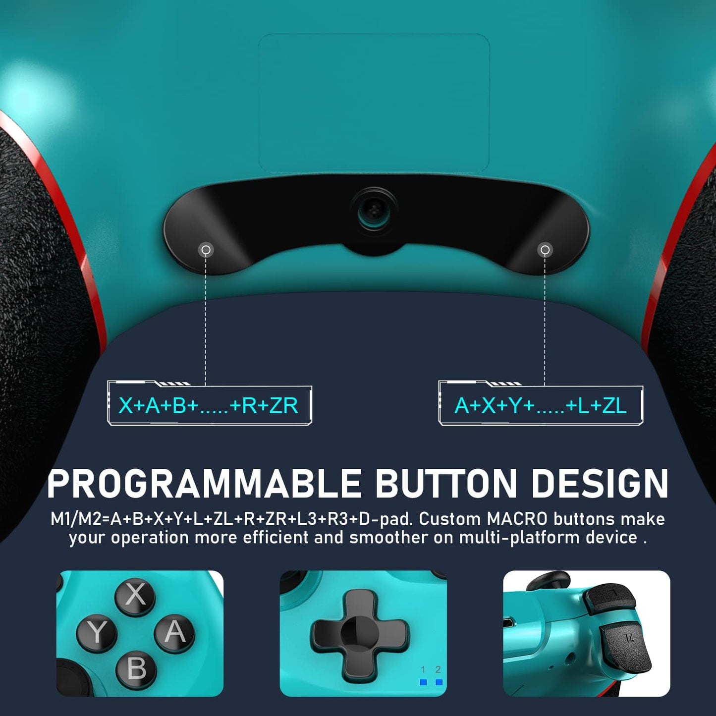 Diswoe Contrôleur sans fil amélioré pour Switch/Lite/OLED Pro Contrôleur pour Switch Remote Joystick Gamepad Prend en charge le réveil, l'axe gyroscopique, le turbo, la double vibration et la fonction de capture d'écran 