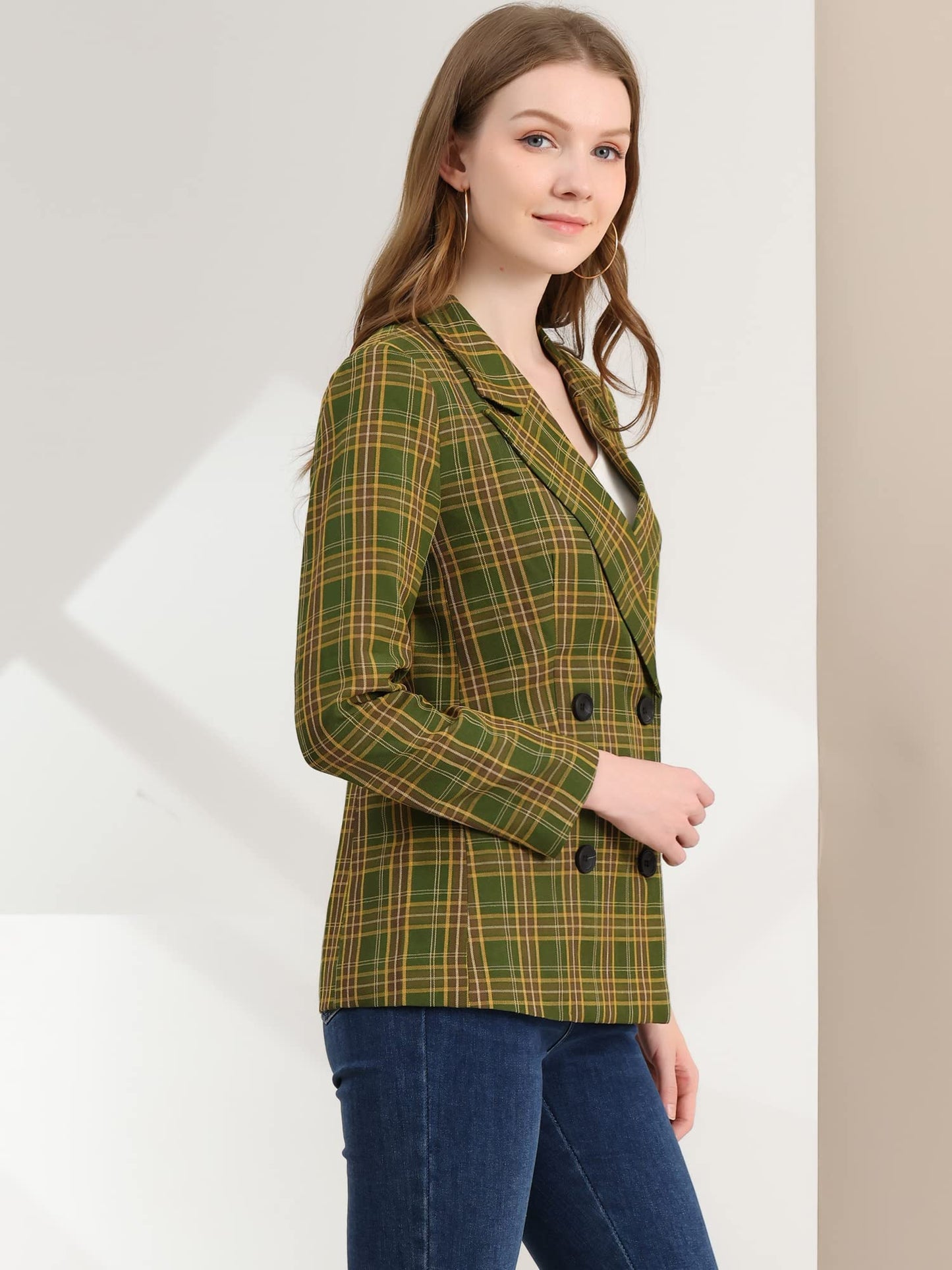 Allegra K Veste blazer formelle à revers cranté pour femme