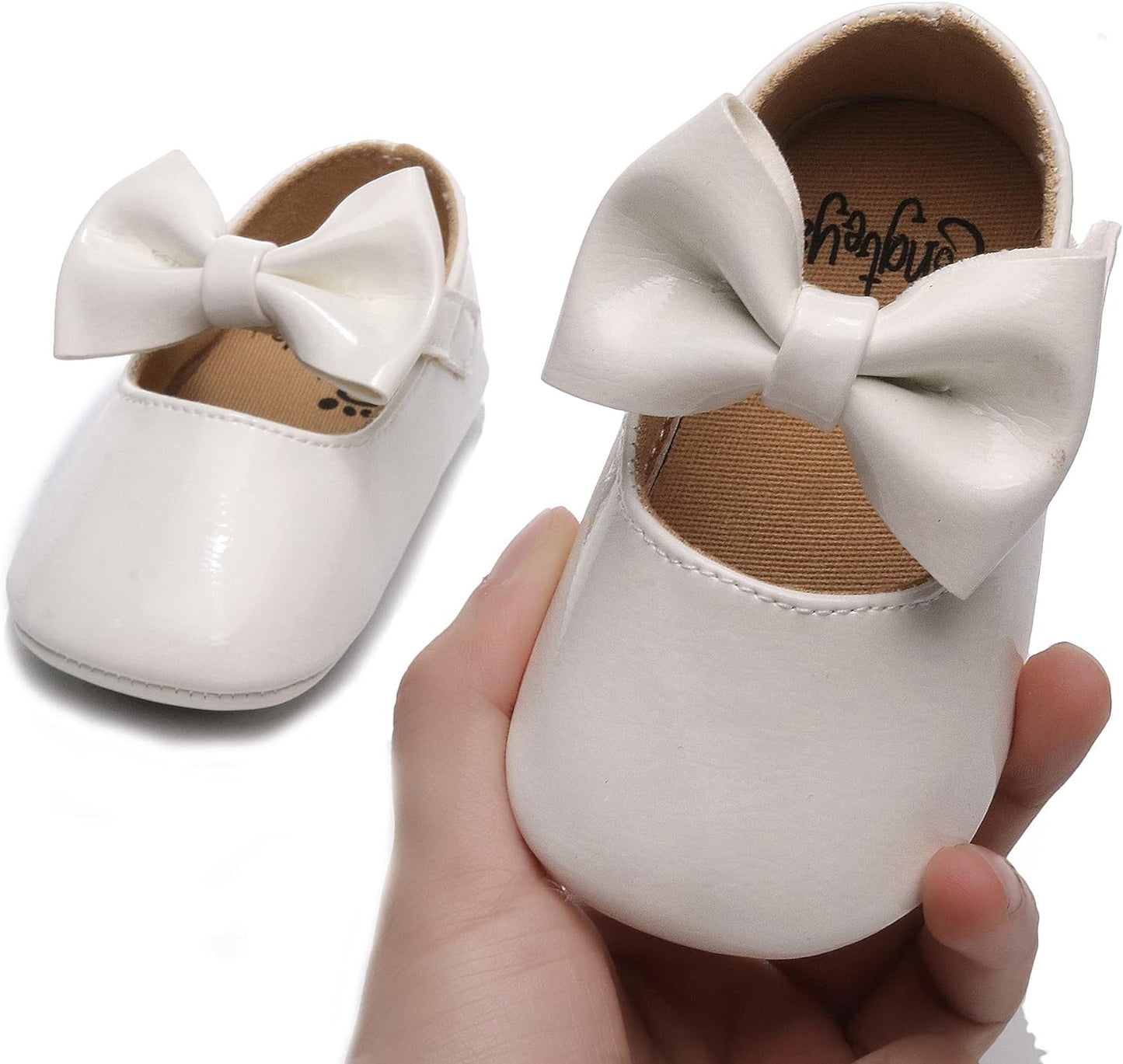 HONGTEYA Infant Baby Girls Mary Jane Flats Non Slip for Toddler First Walkers Soft Sole PU Leather Crib Shoes Sneaker Wedding Party Christmas Princess Dress Shoes Baby Moccasins Girls Xpress