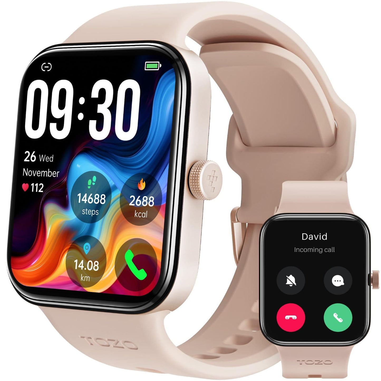 TOZO S4 AcuFit One Reloj inteligente Pantalla AMOLED de 1,78" para hombres y mujeres, Bluetooth Call Dial Fitness Tracker, Frecuencia cardíaca y oxígeno en sangre, Monitor de sueño, IP68 a prueba de agua, entrenamiento para iOS Android 