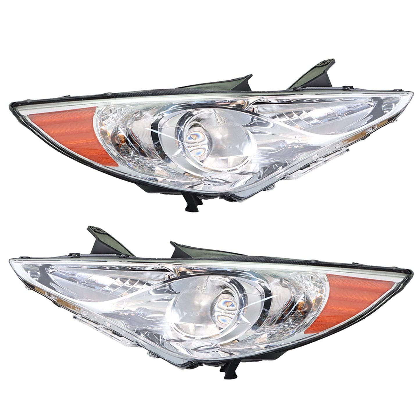 Repuesto de faros delanteros para Hyundai Sonata 2011-2014, lente transparente, par de esquinas ámbar, lado izquierdo y derecho 