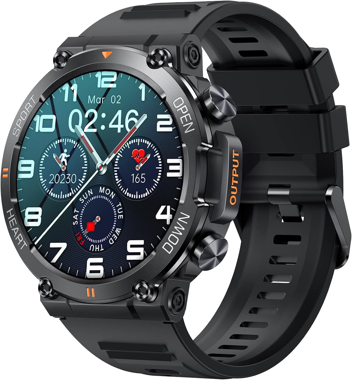 Tiwain Military Smart Watch for Men, 120+ Sport Modes 1.39" Full Screen Tactical Watches Rugged for Android Phones iPhone Compatible Fitness Tracker Heart Rate Sleep Monitor Pedometer Xpress