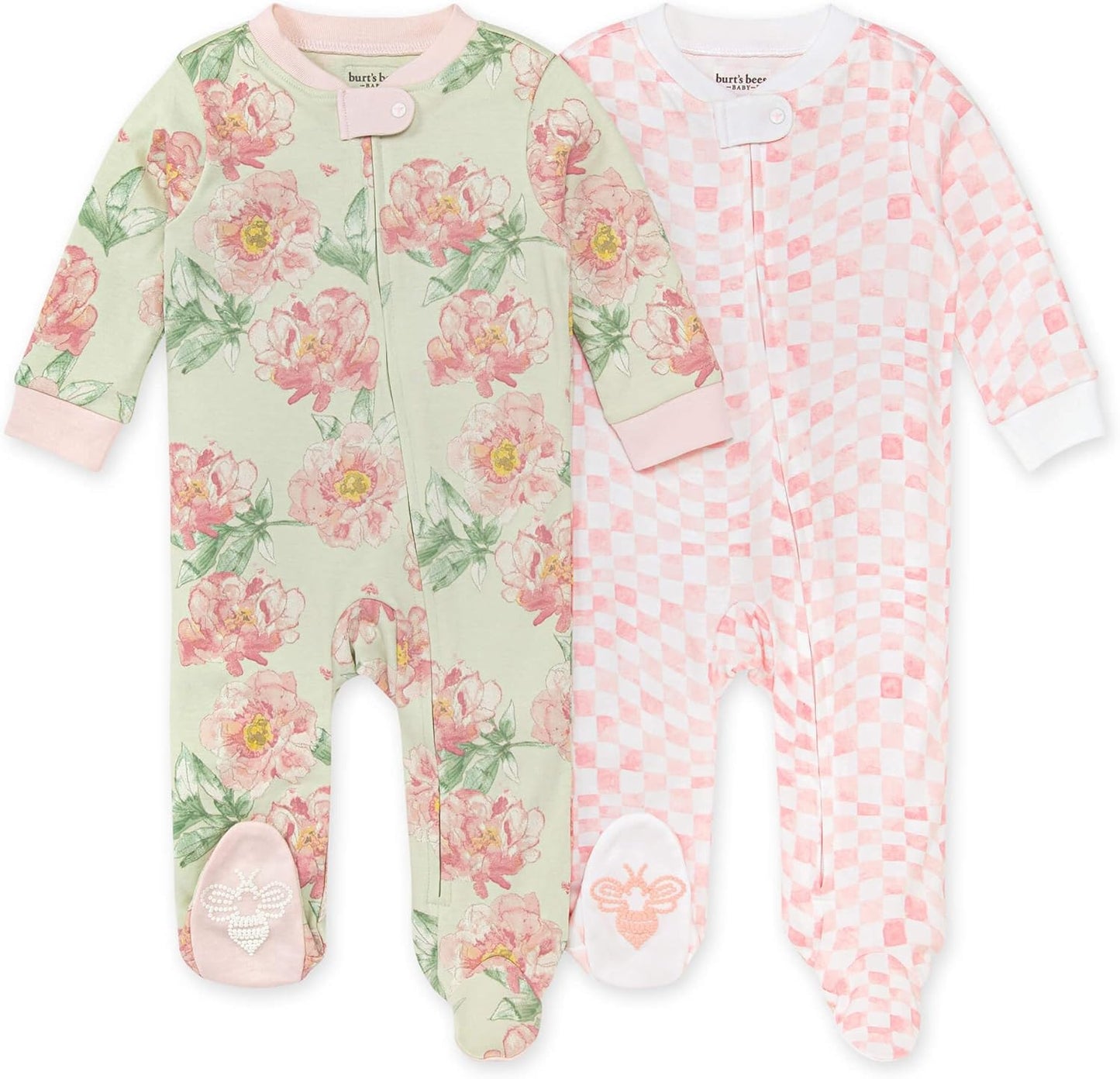 Burt's Bees Baby Baby Girls' Sleep and Play Pajamas, 100% Organic Cotton One-Piece Romper Jumpsuit Zip Front Pjs Xpress