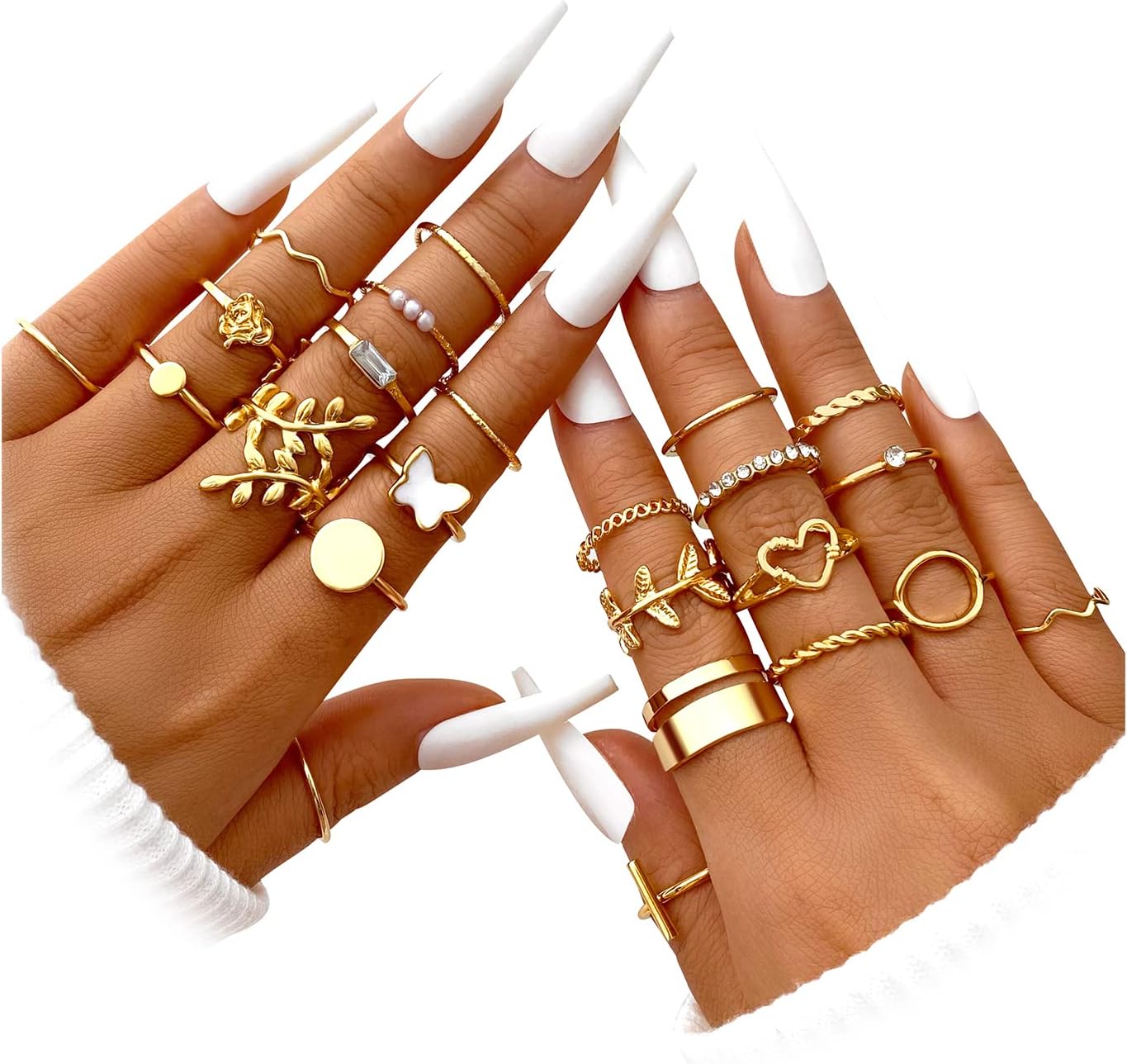 ÌF ME 24 Pcs Gold Vintage Knuckle Rings Set for Women Girls, Boho Dainty Stackable Midi Finger Rings, Snake Butterfly Signet Fashion Ring Pack Jewelry Gifts. Xpress