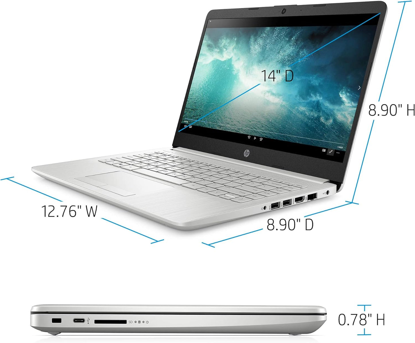 HP 14 Laptop, Intel Celeron N4020, 4 GB RAM, 64 GB Storage, 14-inch Micro-edge HD Display, Windows 11 Home, Thin & Portable, 4K Graphics, One Year of Microsoft 365 (14-dq0040nr, 2021, Snowflake White) Xpress