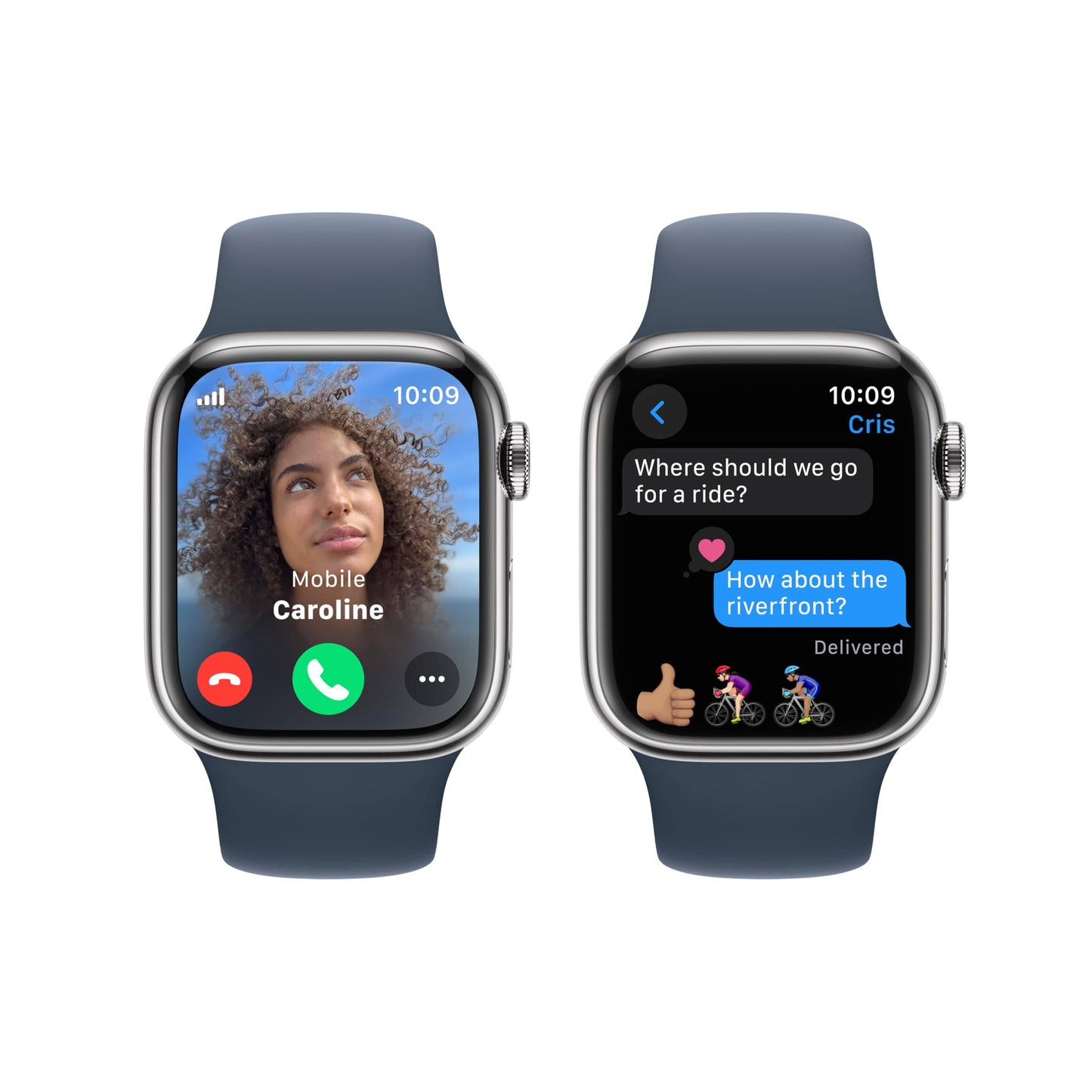 Reloj inteligente Apple Watch Series 9 [GPS + Cellular 45 mm] con caja de aluminio plateada y correa deportiva azul invierno. Monitor de actividad física, aplicaciones de ECG, pantalla Retina siempre activa, carbono neutro 