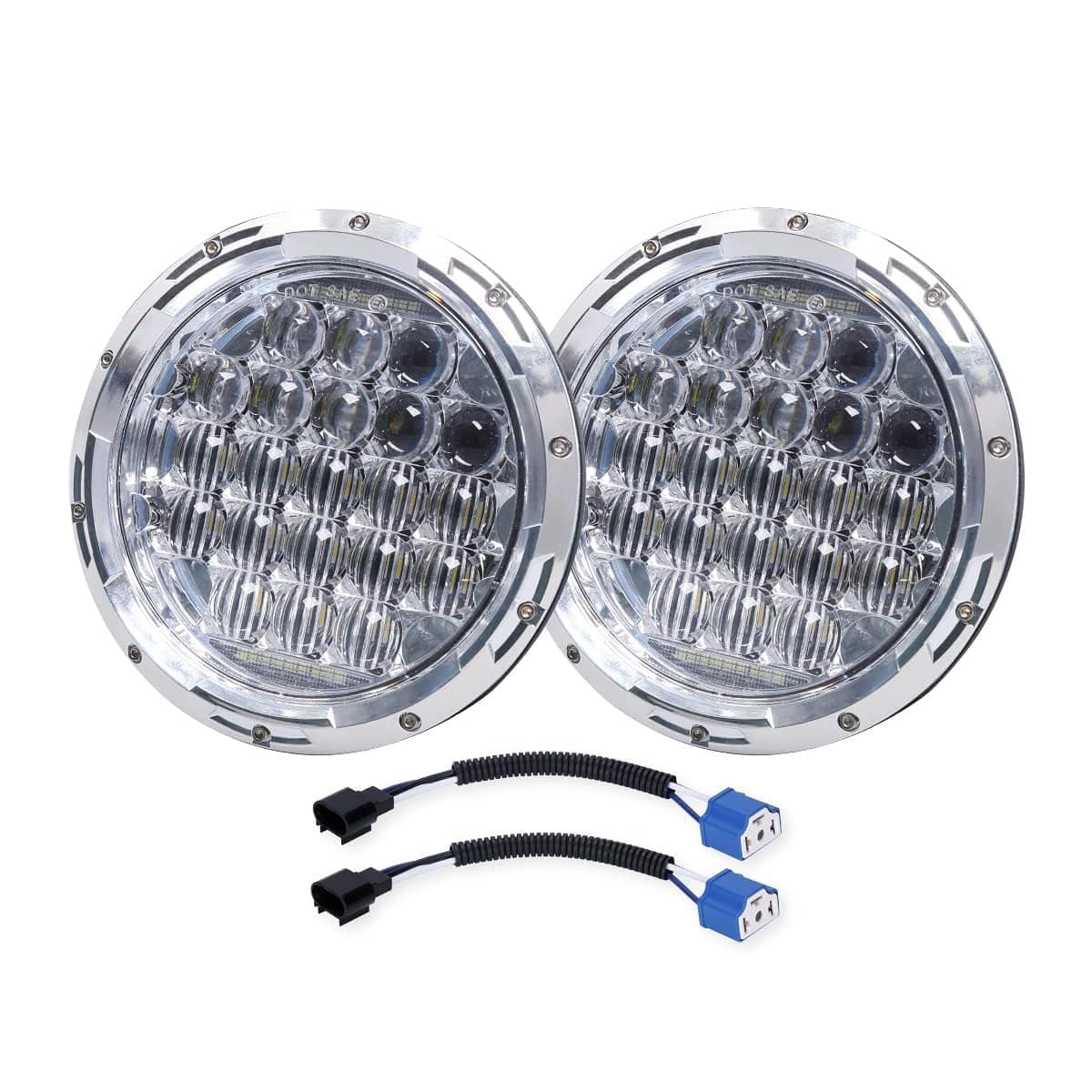 Newest 130W 7" inch LED Headlights DRL Compatible with Jeep Wrangler 97-2018 JK TJ LJ Hummer H1 H2 Headlamp Chrome