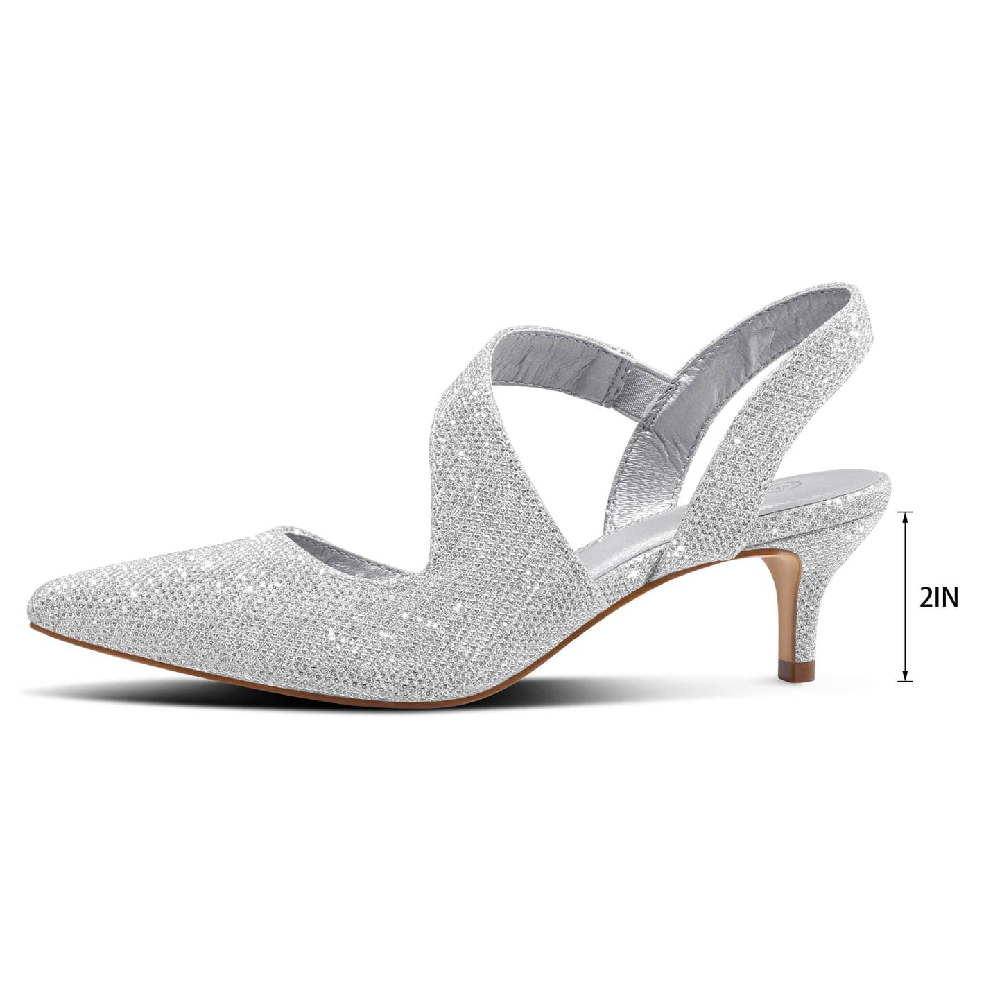 mysoft Escarpins pour femme à talon bas de 5,1 cm et bout pointu avec bride arrière pour robe de soirée de mariage 