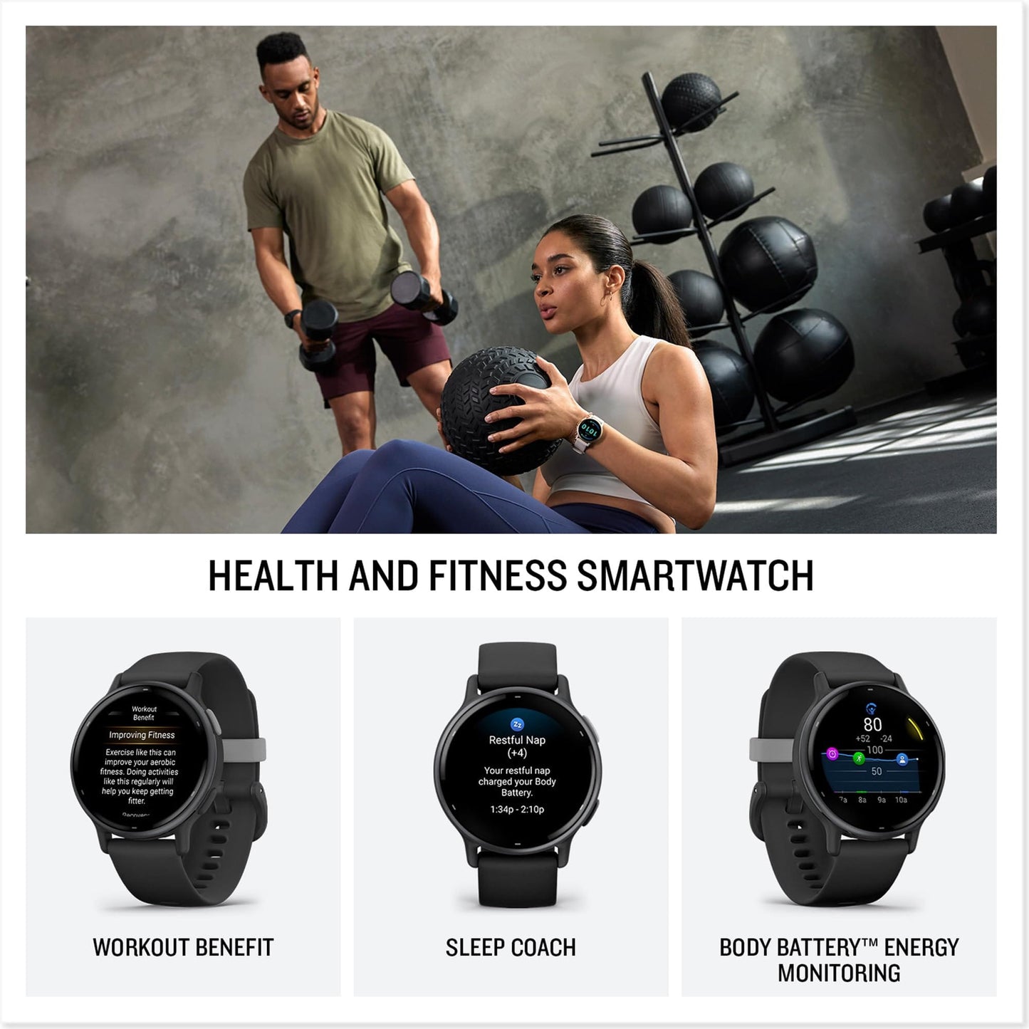 Garmin vívoactive 5, Smartwatch GPS de Salud y Fitness, Pantalla AMOLED, Hasta 11 días de batería, Negro 