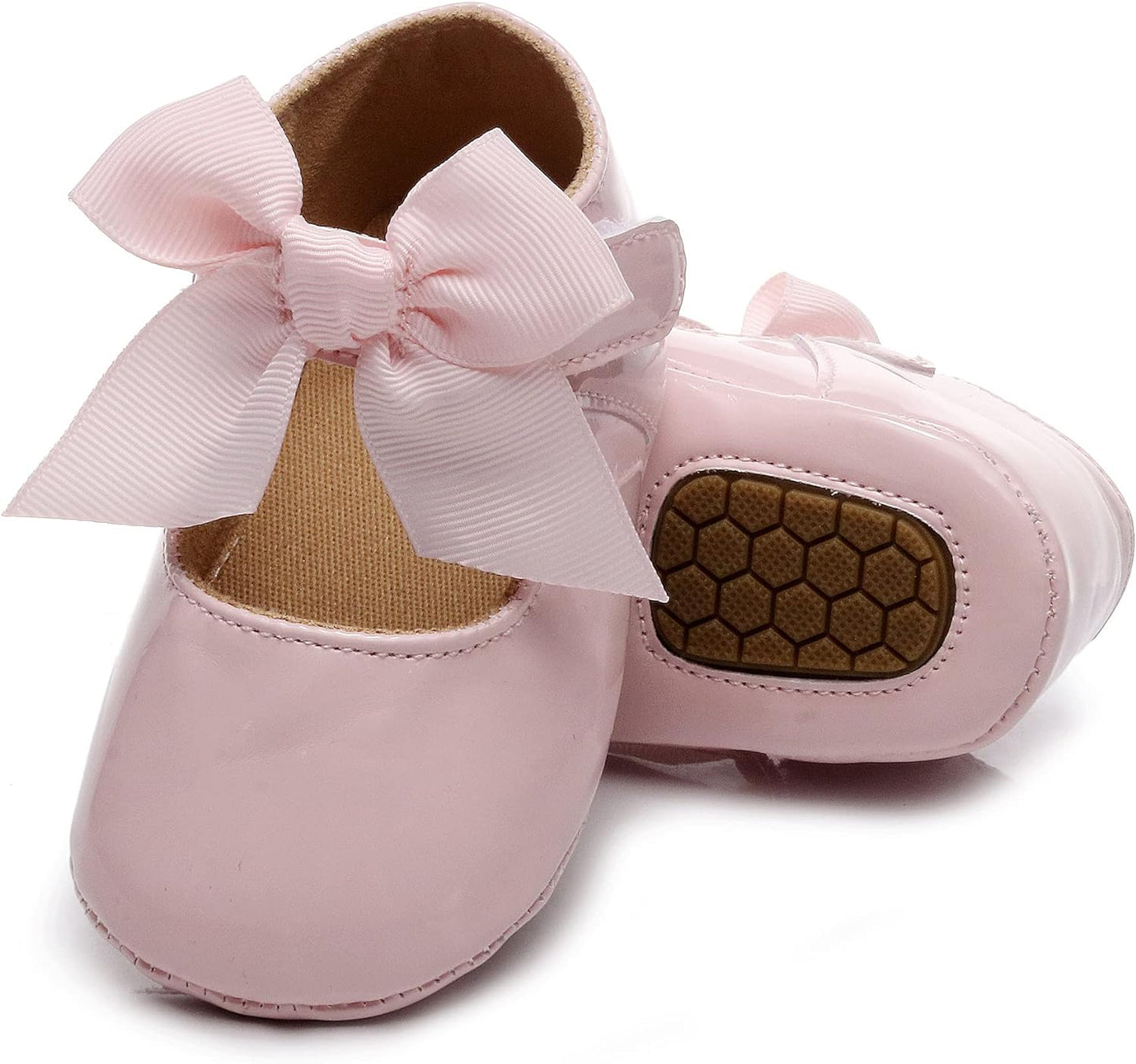 HONGTEYA Infant Baby Girls Mary Jane Flats Non Slip for Toddler First Walkers Soft Sole PU Leather Crib Shoes Sneaker Wedding Party Christmas Princess Dress Shoes Baby Moccasins Girls Xpress