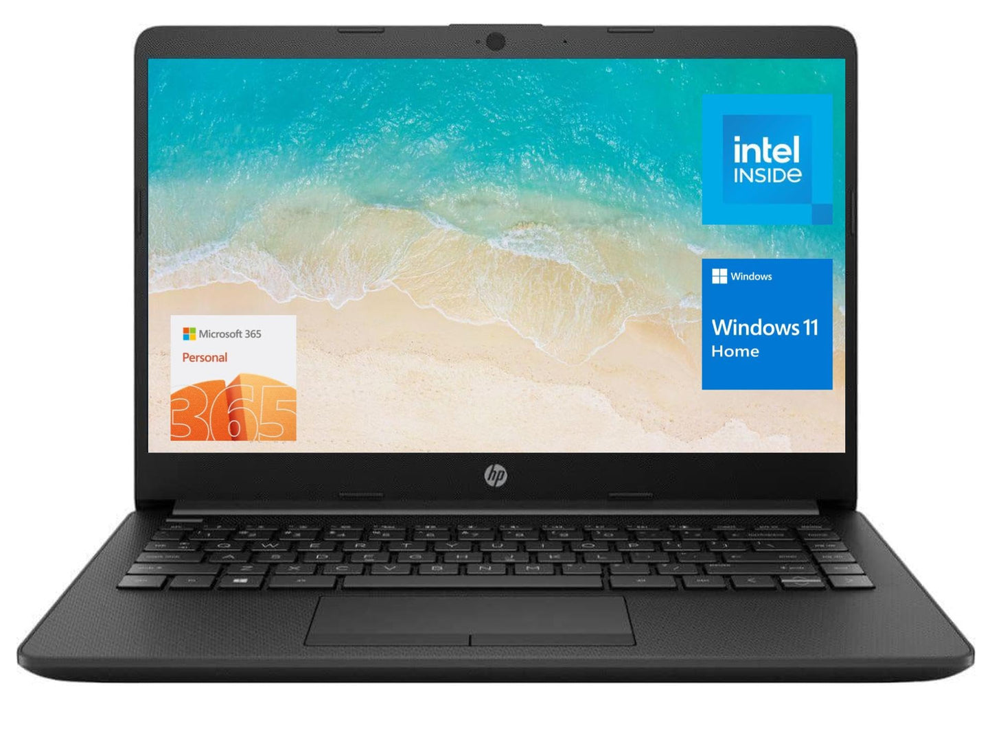 Ordinateur portable HP 15,6" (comprend 1 an Microsoft 365), écran HD, processeur Intel Quad-Core N200, 16 Go de RAM, 128 Go de stockage, Wi-Fi 5, webcam, HDMI, pavé numérique, Windows 11 Famille, rouge 