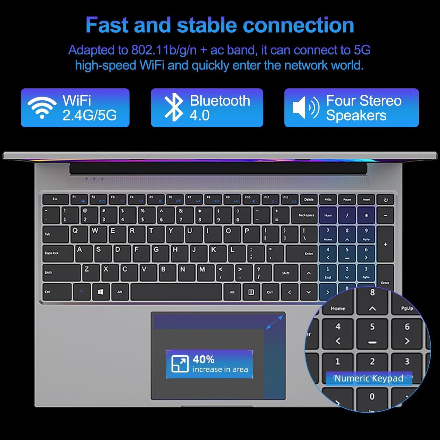 Ordinateur portable Jumper, ordinateur portable avec processeur Intel N100 (jusqu'à 3,4 GHz), 16 Go DDR5 512 Go SSD, écran FHD IPS 16", 1920 x 1200, système de refroidissement, batterie 38 WH, 4 haut-parleurs stéréo, carte graphique Intel UHD, HDMI. 