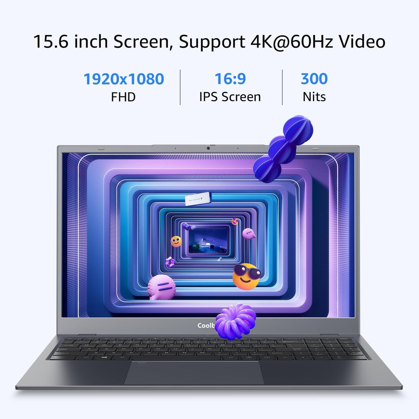 Ordinateur portable Windows 11 de 15,6 pouces, 16 Go de RAM/1 To de SSD NVMe, écran IPS 1920 x 1080, ordinateur portable Intel N100 Quad Core, prise en charge WiFi 6, BT, RJ45, chargement Type-C PD 3.0 